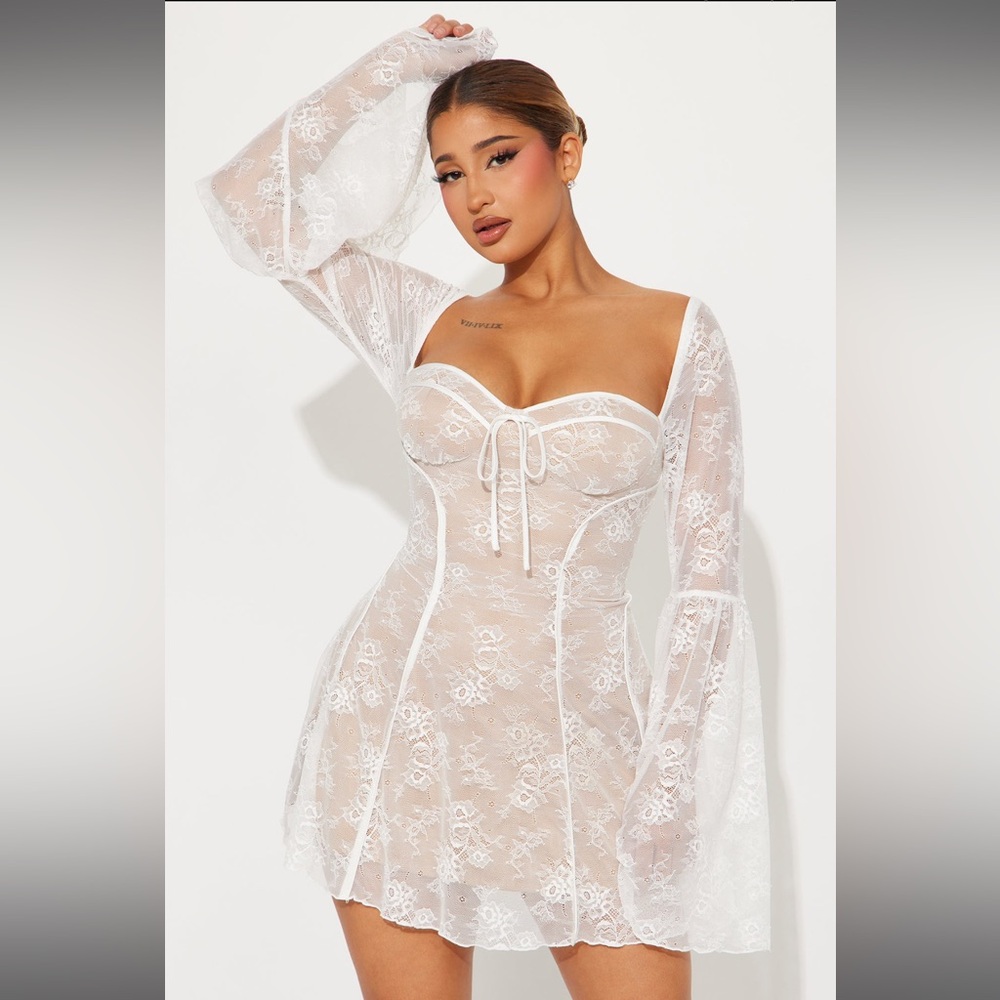 Analise Mini Lace Dress with Bell sleeves